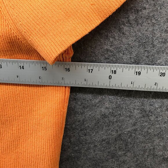 Express Body Contour Crop Top Womens XL Orange Tie Waist Short Sleeve Knit - Picture 7 of 8